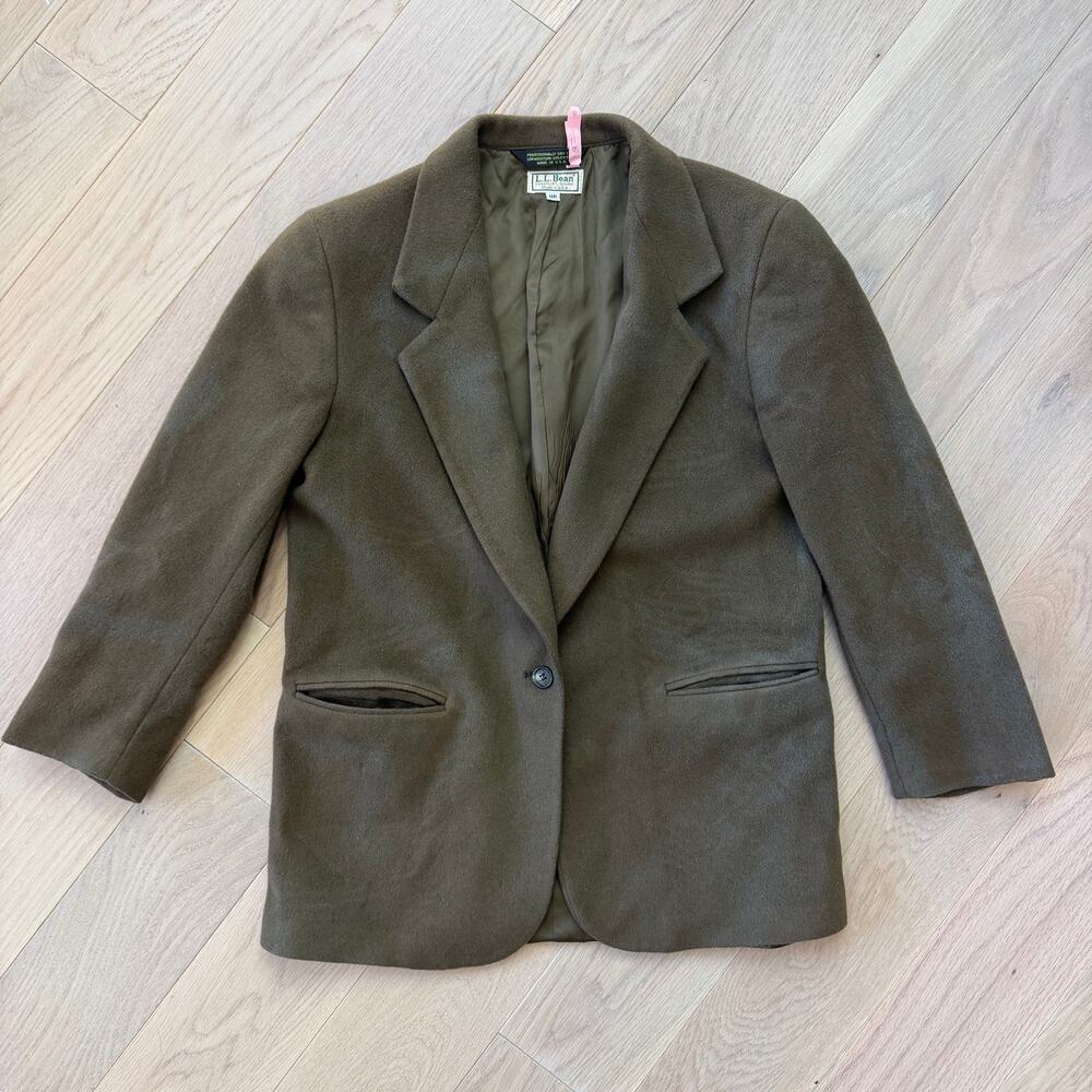 Vintage L.L.Bean Olive Wool Cashmere Tailored Blazer Women’s 8R Flawed Project